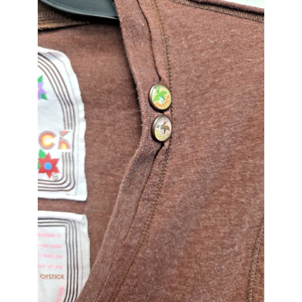 Joystick Johnny Was Roses Floral Hand Embroidered Top Sz M T-shirt Brown Boho - Picture 4 of 13
